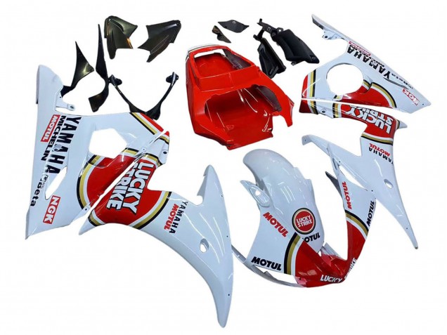 Carena Moto Yamaha YZF R6S 2006-2009 - Bianco Rosso Lucky Strike Motul