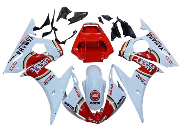 Carena Moto Yamaha YZF R6S 2006-2009 - Bianco Rosso Lucky Strike Motul