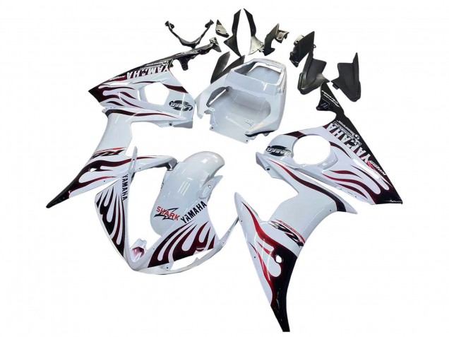 Carena Moto Yamaha YZF R6S 2006-2009 - Bianco Dark Nero Fiamma