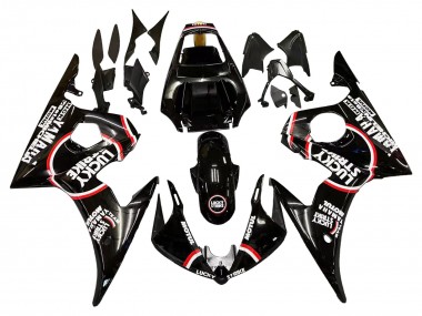 Carena Moto Yamaha YZF R6S 2006-2009 - Nero Lucido Rosso Bianco Lucky Strike Motul