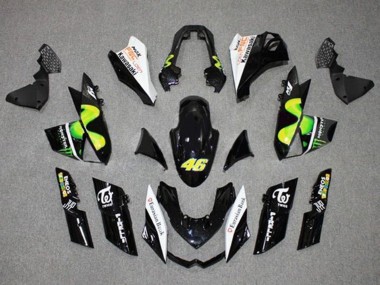 Carena Moto Kawasaki Z1000 2010-2013 - Nero Lucido Bianco Verde MoviStar Mostro