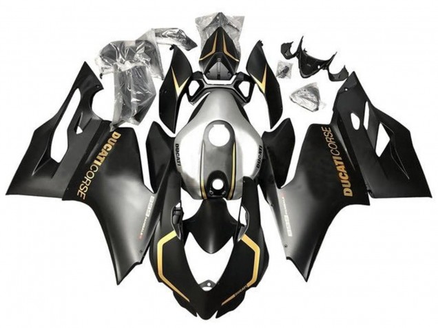 Carena Moto Ducati Panigale 899 2011-2014 - Nero Opaco Oro Argento Corse