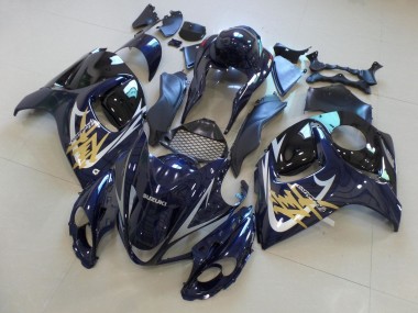 Carene Moto Suzuki GSXR 1300 Hayabusa 2008-2020 - Blu Scuro Nero Oro Argento