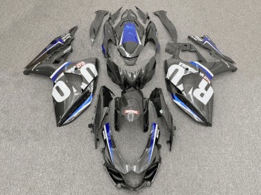 Carena Moto Suzuki GSXR1000 2017-2024 - Falso Fibra di Carbonio Bianco Blu