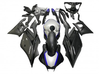 Carena Moto Yamaha YZF R3/R25 2022-2024 - Argento Blu Nero Fibra di Carbonio Stile