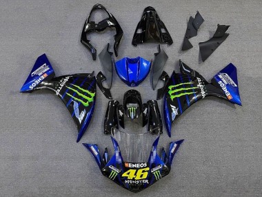 Carena Moto Yamaha YZF 1000 R1 2012-2014 - Nero Lucido Blu Verde Mostro Energy ENEOS Yamalube