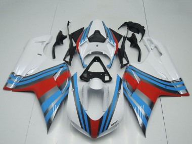 Carena Moto Ducati 848 1098 1198 2007-2014 - Bianco Blu Rosso