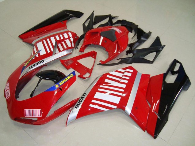 Carena Moto Ducati 848 1098 1198 2007-2014 - Argento Blu Rosso Nero Lucido