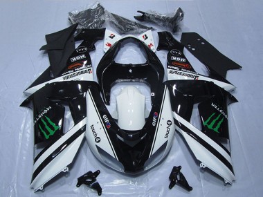 Carena Moto Kawasaki ZX10R 2006-2007 - Bianco Nero Lucido Verde Elf Touch4 Mostro
