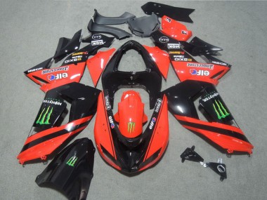 Carena Moto Kawasaki ZX10R 2006-2007 - Rosso Nero Lucido Verde Elf Touch4 Mostro
