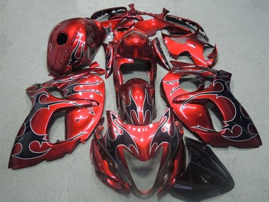 Carena Moto Suzuki GSXR 1300 Hayabusa 1996-2007 - Rosso Argento Nero Fiamma