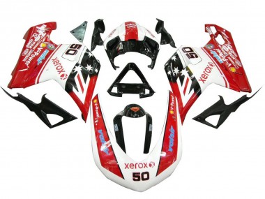 Carena Moto Ducati 848 1098 1198 2007-2014 - Bianco Rosso Nero Lucido Valsir Xerox 50