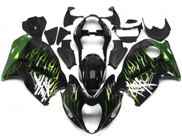 Nero Con Verde Intenso Fiamma 1997-2007 Suzuki GSXR 1300 Carene Moto Nero Con Verde Intenso Fiamma 1997-2007 Suzuki GSXR 1300 Carene Moto