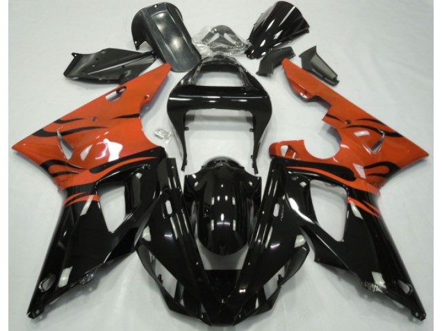 Nero Fiamma & Arancione 2000-2001 Yamaha R1 Carene Moto Nero Fiamma & Arancione 2000-2001 Yamaha R1 Carene Moto