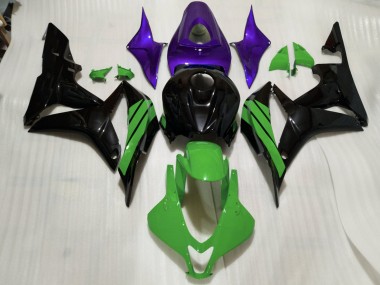 Nero Lucido & Accenti Verdi & Viola 2007-2008 Honda CBR600RR Carene Moto