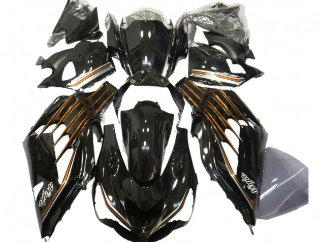 Nero Lucido & Arancione 2012-2021 Kawasaki ZX14R Carene Moto Nero Lucido & Arancione 2012-2021 Kawasaki ZX14R Carene Moto