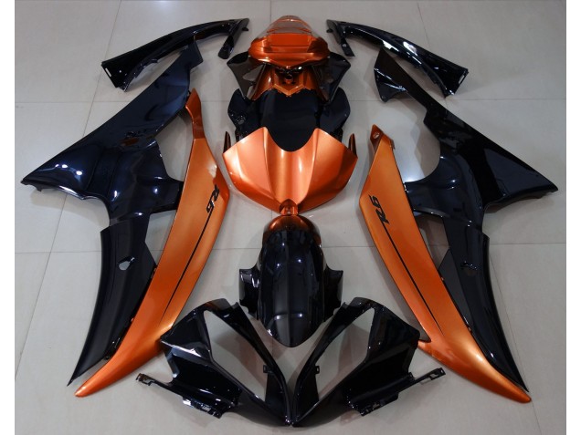 Nero Lucido & Arancione Chiaro 2008-2016 Yamaha R6 Carene Moto Nero Lucido & Arancione Chiaro 2008-2016 Yamaha R6 Carene Moto