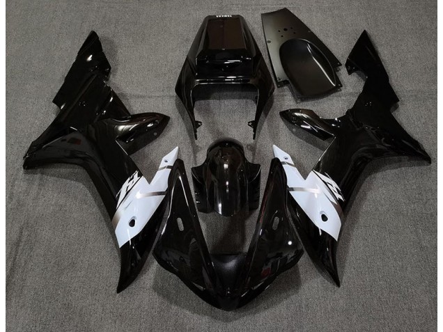 Nero Lucido Bianco & Argento 2002-2003 Yamaha R1 Carene Moto Nero Lucido Bianco & Argento 2002-2003 Yamaha R1 Carene Moto