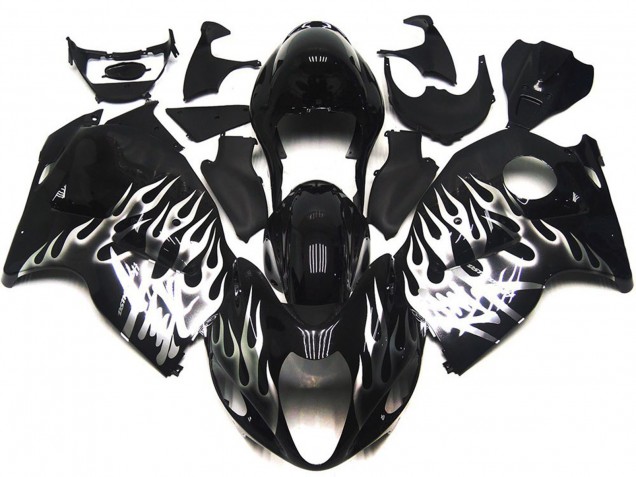 Nero Lucido Con Argento Fiamma 1997-2007 Suzuki GSXR 1300 Carene Moto Nero Lucido Con Argento Fiamma 1997-2007 Suzuki GSXR 1300 Carene Moto