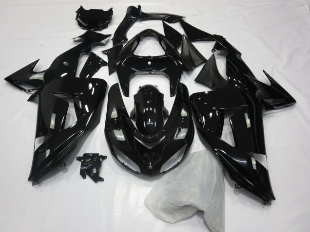 Nero Lucido Liscio 2006-2007 Kawasaki ZX10R Carene Moto Nero Lucido Liscio 2006-2007 Kawasaki ZX10R Carene Moto