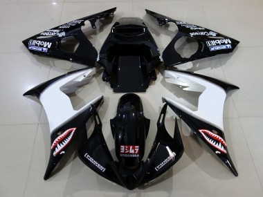 Nero Lucido & Loghi 2006-2007 Yamaha R6 Carene Moto