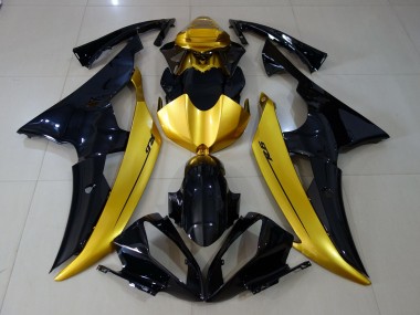 Nero Lucido & Oro 2008-2016 Yamaha R6 Carene Moto