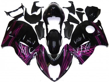 Nero Lucido Personalizzato Con Rosa 1997-2007 Suzuki GSXR 1300 Carene Moto