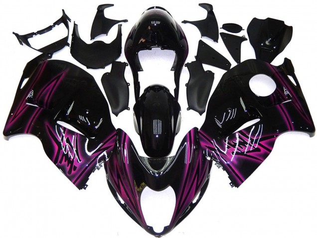 Nero Lucido Personalizzato Con Rosa 1997-2007 Suzuki GSXR 1300 Carene Moto Nero Lucido Personalizzato Con Rosa 1997-2007 Suzuki GSXR 1300 Carene Moto