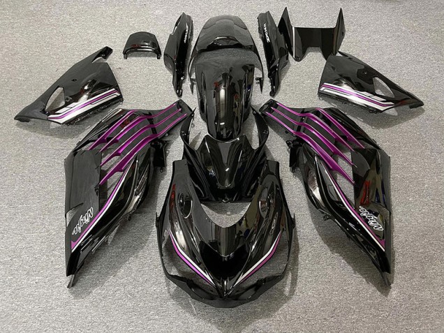 Nero Lucido & Rosa 2012-2021 Kawasaki ZX14R Carene Moto Nero Lucido & Rosa 2012-2021 Kawasaki ZX14R Carene Moto