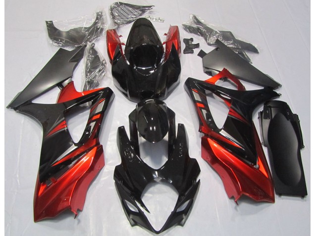 Nero Lucido & Rosso 2007-2008 Suzuki GSXR 1000 Carene Moto Nero Lucido & Rosso 2007-2008 Suzuki GSXR 1000 Carene Moto