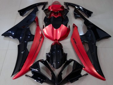Nero Lucido & Rosso Caramello 2008-2016 Yamaha R6 Carene Moto