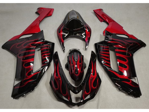 Nero Lucido & Rosso Fiamma 2007-2008 Kawasaki ZX6R Carene Moto Nero Lucido & Rosso Fiamma 2007-2008 Kawasaki ZX6R Carene Moto