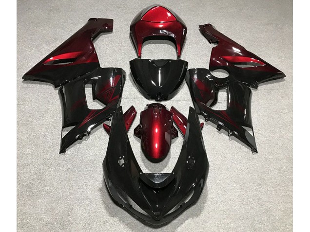 Nero Lucido & Rosso Intenso 2005-2006 Kawasaki ZX6R Carene Moto Nero Lucido & Rosso Intenso 2005-2006 Kawasaki ZX6R Carene Moto