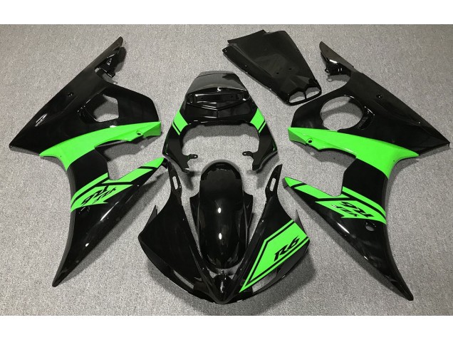 Nero Lucido & Verde 2003-2004 Yamaha R6 Carene Moto Nero Lucido & Verde 2003-2004 Yamaha R6 Carene Moto