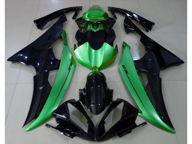 Nero Lucido & Verde Chiaro 2008-2016 Yamaha R6 Carene Moto Nero Lucido & Verde Chiaro 2008-2016 Yamaha R6 Carene Moto