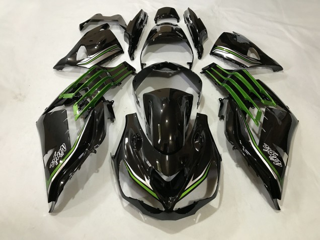 Nero Lucido & Verde Melma 2012-2021 Kawasaki ZX14R Carene Moto Nero Lucido & Verde Melma 2012-2021 Kawasaki ZX14R Carene Moto