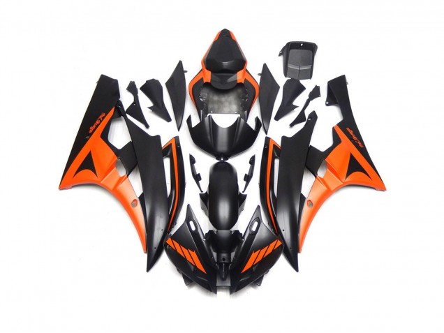 Nero Opaco & Arancione Personalizzati 2006-2007 Yamaha R6 Carene Moto Nero Opaco & Arancione Personalizzati 2006-2007 Yamaha R6 Carene Moto