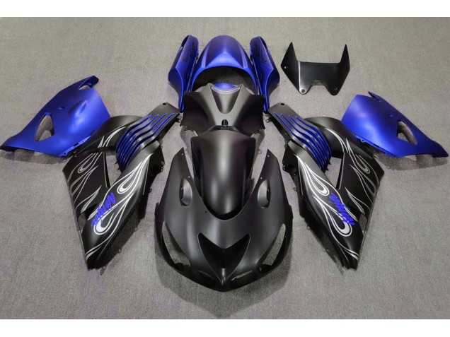 Nero Opaco & Blu 2006-2011 Kawasaki ZX14R Carene Moto Nero Opaco & Blu 2006-2011 Kawasaki ZX14R Carene Moto