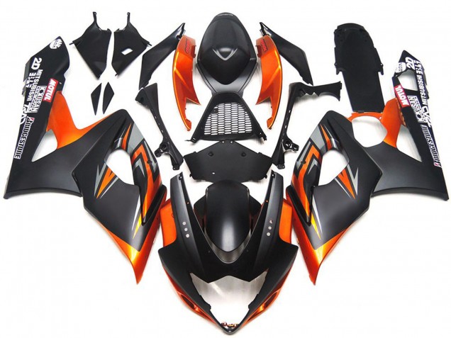 Nero Opaco & Lucido Personalizzato & Arancione 2005-2006 Suzuki GSXR 1000 Carene Moto Nero Opaco & Lucido Personalizzato & Arancione 2005-2006 Suzuki GSXR 1000 Carene Moto
