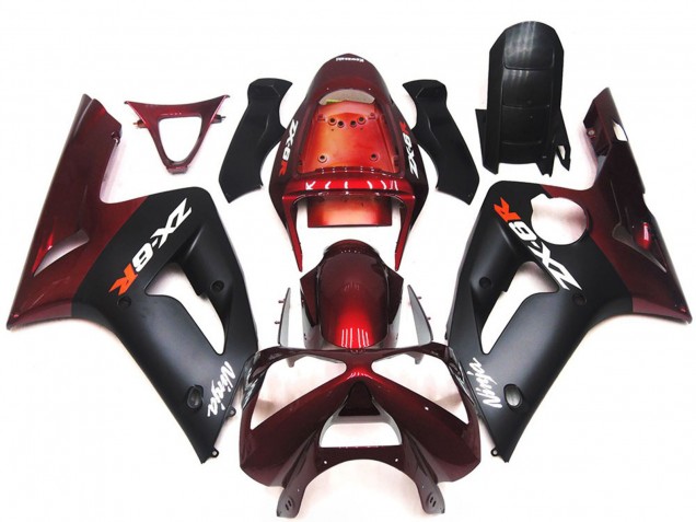 Nero Opaco & Marrone 2003-2004 Kawasaki ZX6R Carene Moto Nero Opaco & Marrone 2003-2004 Kawasaki ZX6R Carene Moto