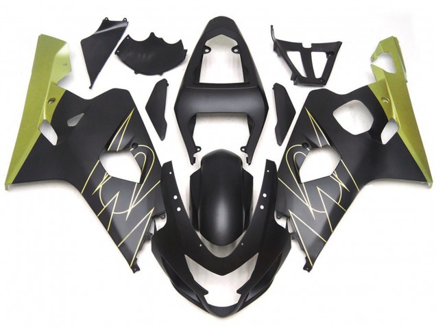 Nero Opaco & Oro Corona Personalizzato 2004-2005 Suzuki GSXR 600-750 Carene Moto Nero Opaco & Oro Corona Personalizzato 2004-2005 Suzuki GSXR 600-750 Carene Moto