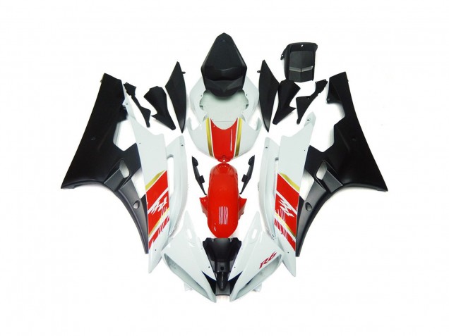Nero Opaco Personalizzato & Rosso Con Bianco 2006-2007 Yamaha R6 Carene Moto Nero Opaco Personalizzato & Rosso Con Bianco 2006-2007 Yamaha R6 Carene Moto