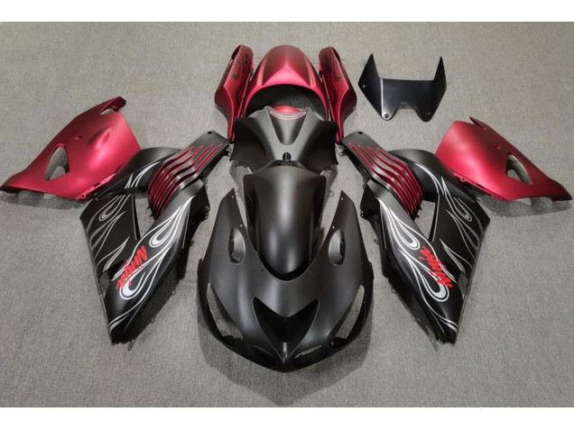 Nero Opaco & Rosso 2006-2011 Kawasaki ZX14R Carene Moto Nero Opaco & Rosso 2006-2011 Kawasaki ZX14R Carene Moto