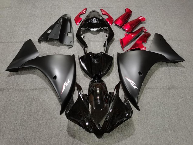 Nero Opaco & Rosso 2009-2011 Yamaha R1 Carene Moto Nero Opaco & Rosso 2009-2011 Yamaha R1 Carene Moto