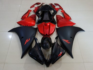 Nero Opaco & Rosso Fuoco 2012-2014 Yamaha R1 Carene Moto