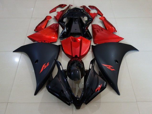 Nero Opaco & Rosso Fuoco 2012-2014 Yamaha R1 Carene Moto Nero Opaco & Rosso Fuoco 2012-2014 Yamaha R1 Carene Moto