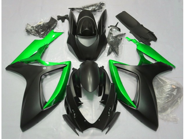 Nero Opaco & Verde 2006-2007 Suzuki GSXR 600-750 Carene Moto Nero Opaco & Verde 2006-2007 Suzuki GSXR 600-750 Carene Moto