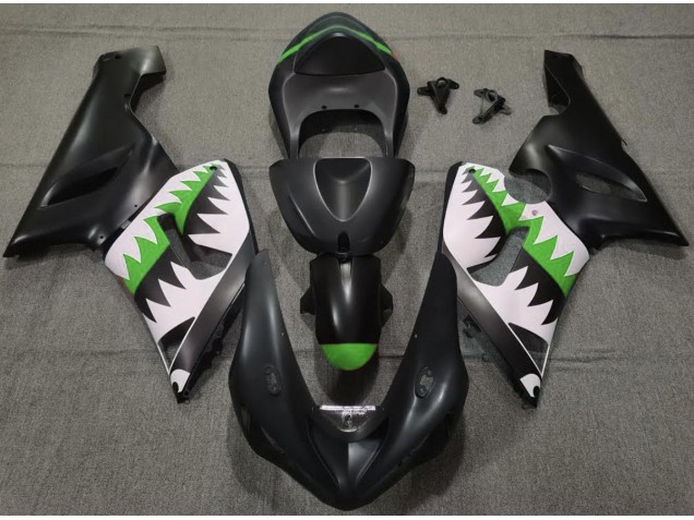 Nero Opaco & Verde Squalo 2005-2006 Kawasaki ZX6R Carene Moto Nero Opaco & Verde Squalo 2005-2006 Kawasaki ZX6R Carene Moto