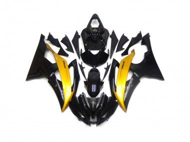 Nero & Oro Lucido 2008-2016 Yamaha R6 Carene Moto