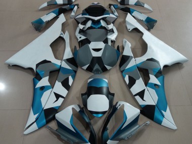 Neve Blu Ghiacciaio Camo 2008-2016 Yamaha R6 Carene Moto